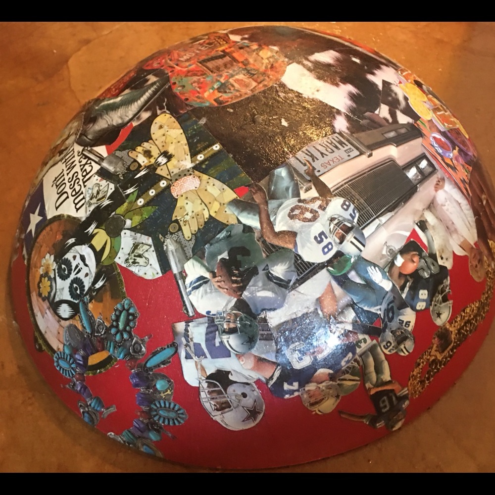 Texas Hand Crafted Vintage Wood Bowl Dallas Cowboys Cheerleaders Boots Bling BBQ - Picture 14 of 14